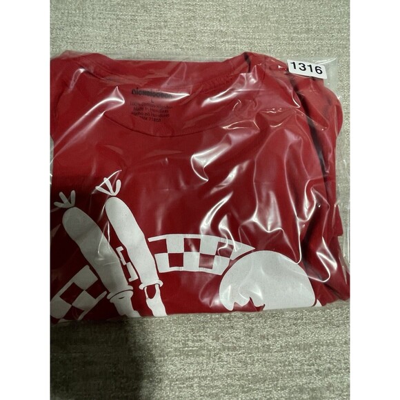 Nickelodeon SpongeBob Shirt Men’s Large Red Graphic Tee Krusty Krab Pizza - Picture 8 of 8